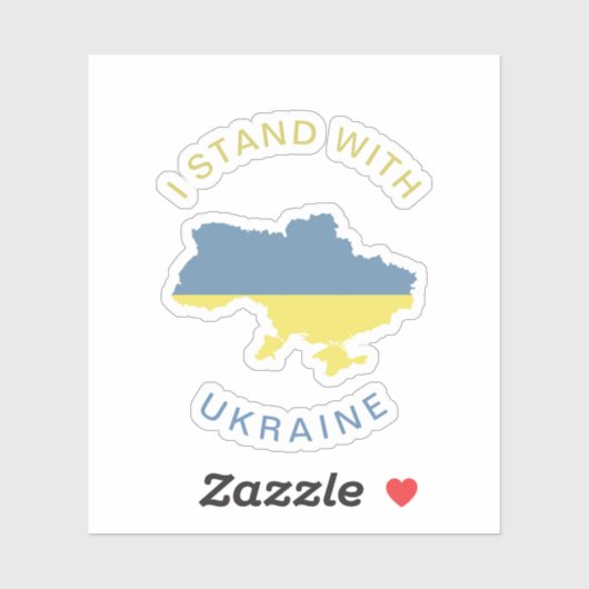 Ich stehe mit der ukrainischen Flag Map-Unterstütz Aufkleber (Blatt)