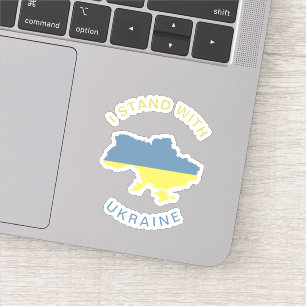 Ich stehe mit der ukrainischen Flag Map-Unterstütz Aufkleber