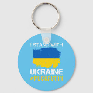 Ich stehe mit der ukrainischen Flagge Pu*k Futin g Schlüsselanhänger