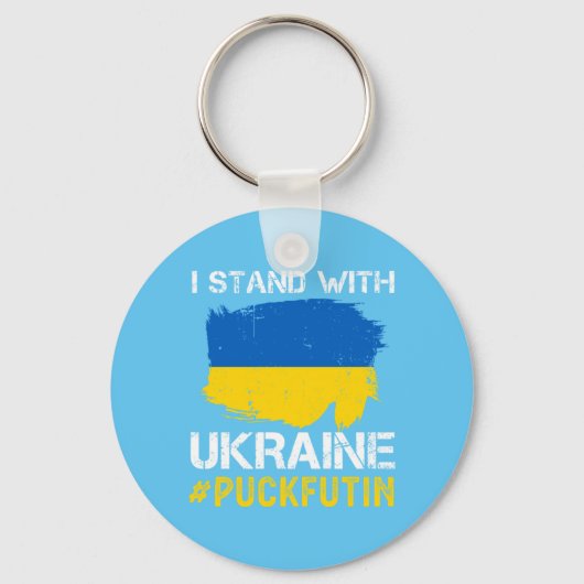 Ich stehe mit der ukrainischen Flagge Pu*k Futin g Schlüsselanhänger (Vorderseite)