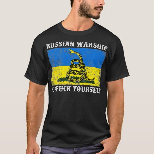 Ich stehe mit der ukrainischen Flagge Russisch geh T-Shirt (Vorderseite)