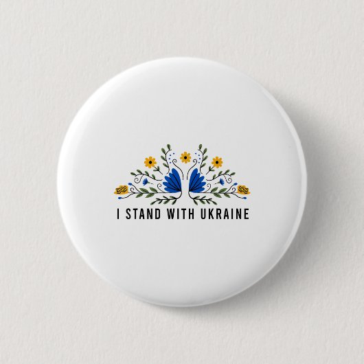 Ich stehe mit der ukrainischen Flagge Sonnenblumen Button (Vorderseite)