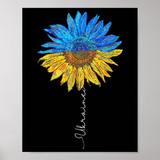 Ich stehe mit der ukrainischen Flagge Sonnenblumen Poster (Vorne)
