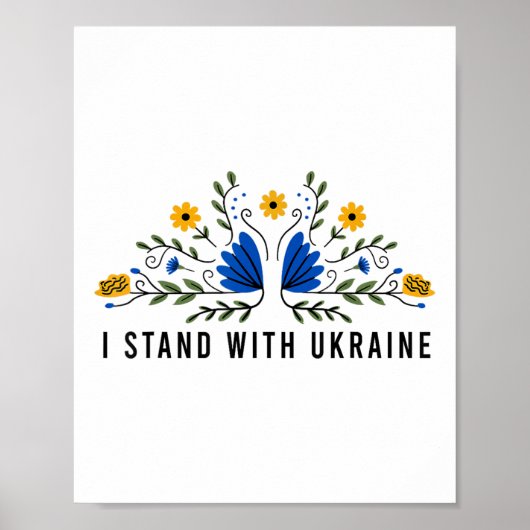 Ich stehe mit der ukrainischen Flagge Sonnenblumen Poster (Vorne)