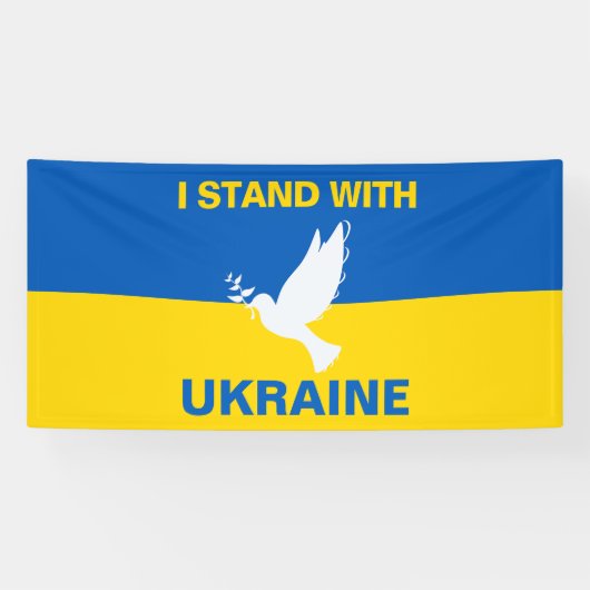 Ich stehe mit der ukrainischen Flagge Tauben Fried Banner (Horizontal)