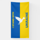 Ich stehe mit der ukrainischen Flagge Tauben Fried Banner (Vertikal)