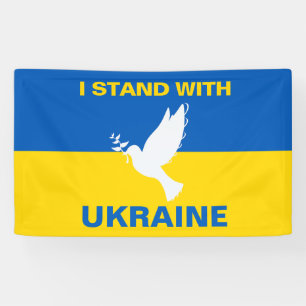 Ich stehe mit der ukrainischen Flagge Tauben Fried Banner