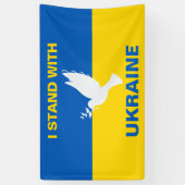 Ich stehe mit der ukrainischen Flagge Tauben Fried Banner (Vertikal)