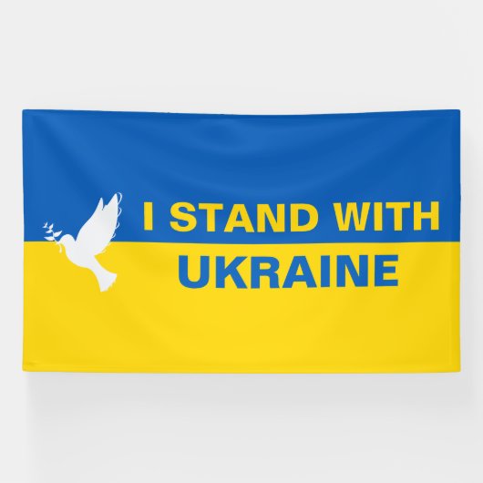 Ich stehe mit der ukrainischen Flagge Tauben Fried Banner (Horizontal)