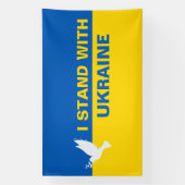 Ich stehe mit der ukrainischen Flagge Tauben Fried Banner (Vertikal)
