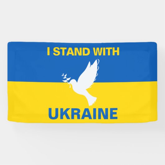 Ich stehe mit der ukrainischen Flagge Tauben Fried Banner (Horizontal)