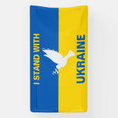 Ich stehe mit der ukrainischen Flagge Tauben Fried Banner (Vertikal)