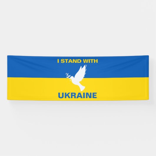 Ich stehe mit der ukrainischen Flagge Tauben Fried Banner (Horizontal)