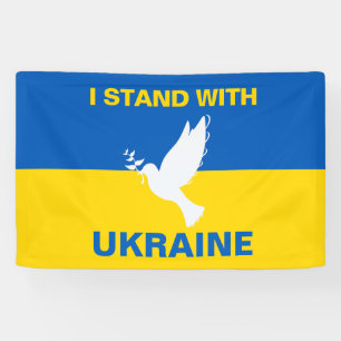 Ich stehe mit der ukrainischen Flagge Tauben Fried Banner