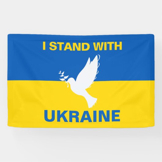 Ich stehe mit der ukrainischen Flagge Tauben Fried Banner (Horizontal)