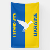 Ich stehe mit der ukrainischen Flagge Tauben Fried Banner (Vertikal)
