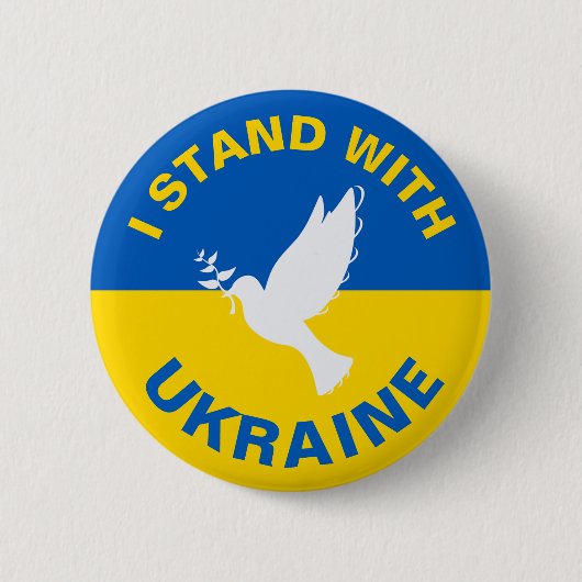 Ich stehe mit der ukrainischen Flagge Tauben Fried Button (Vorderseite)