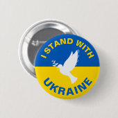 Ich stehe mit der ukrainischen Flagge Tauben Fried Button (Vorne & Hinten)
