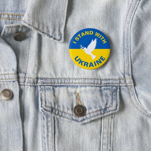 Ich stehe mit der ukrainischen Flagge Tauben Fried Button (Beispiel)