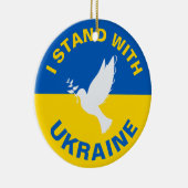 Ich stehe mit der ukrainischen Flagge Tauben Fried Keramik Ornament (Rechts)