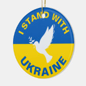 Ich stehe mit der ukrainischen Flagge Tauben Fried Keramik Ornament (Links)