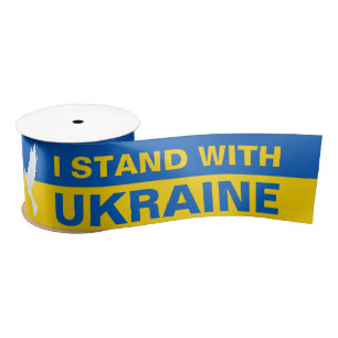Ich stehe mit der ukrainischen Flagge Tauben Fried Satinband