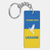 Ich stehe mit der ukrainischen Flagge Tauben Fried Schlüsselanhänger (Vorderseite links)