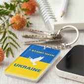 Ich stehe mit der ukrainischen Flagge Tauben Fried Schlüsselanhänger (Vorderseite rechts)