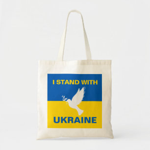 Ich stehe mit der ukrainischen Flagge Tauben Fried Tragetasche