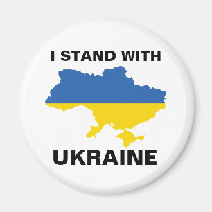 Ich stehe mit der ukrainischen Flagge und der Kart Magnet