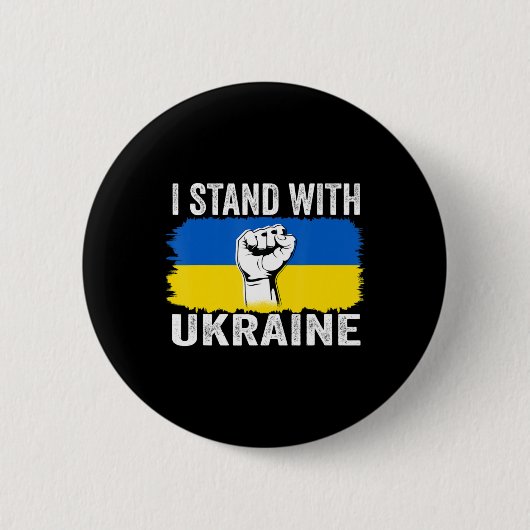 Ich stehe mit der ukrainischen Flaggenunterstützun Button (Vorderseite)