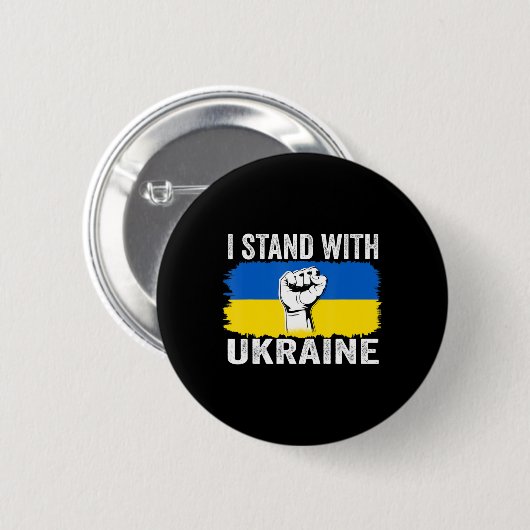 Ich stehe mit der ukrainischen Flaggenunterstützun Button (Vorne & Hinten)