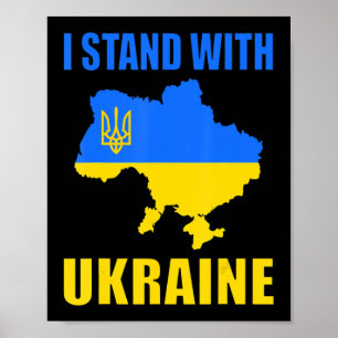 Ich stehe mit der ukrainischen Karte und ukrainisc Poster