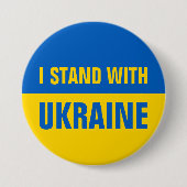 Ich stehe mit der ukrainischen Solidarnosc-Flagge Button (Vorderseite)