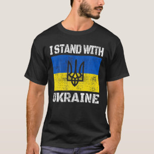 Ich stehe mit der ukrainischen Vintagen Fahne T-Shirt