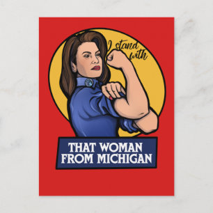 Ich stehe mit dieser Frau aus Michigan da Postkarte