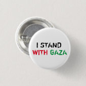 Ich stehe mit Gaza-Grunge in Not geratene Typograf Button (Vorne & Hinten)