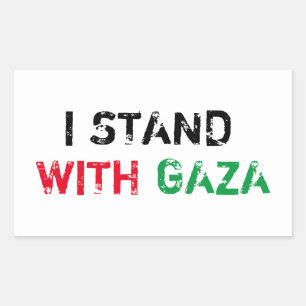 Ich stehe mit Gaza-Grunge in Not geratene Typograf Rechteckiger Aufkleber