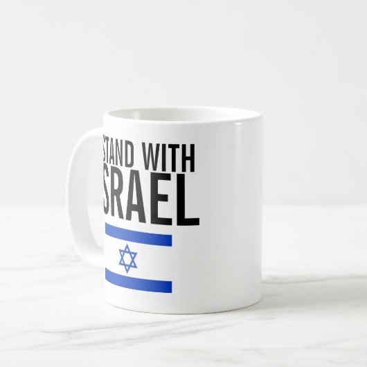 Ich stehe mit Israel auf, auf der weißen Tasse ged (Vorderseite Links)
