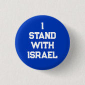 Ich stehe mit Israel blauen Serientext modern Button (Vorderseite)