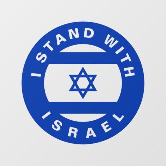 Ich stehe mit Israel in einem blauen Brauch Fensteraufkleber (Blatt)