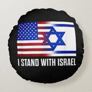 Ich stehe mit Israel patriotisch Rundes Kissen