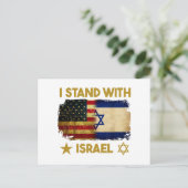 Ich stehe mit Israel Shirt da, das ich mit Israel Postkarte (Stehend Vorderseite)