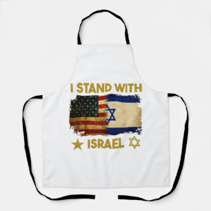 Ich stehe mit Israel Shirt da, das ich mit Israel Schürze
