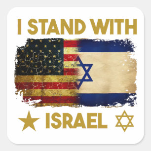 Ich stehe mit Israel-Shirt Ich stehe mit Israel Am Quadratischer Aufkleber