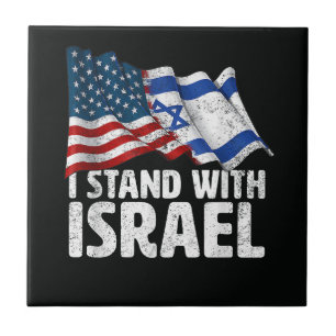 Ich stehe mit Israel USA Amerikanische Flagge  Fliese