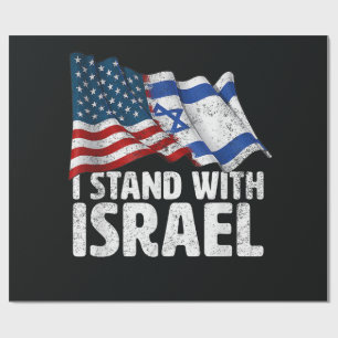 Ich stehe mit Israel USA Amerikanische Flagge Geschenkpapier