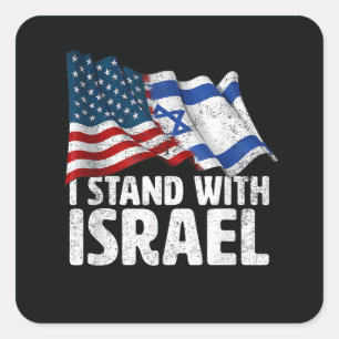 Ich stehe mit Israel USA Amerikanische Flagge  Quadratischer Aufkleber