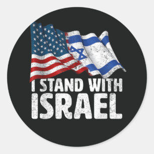 Ich stehe mit Israel USA Amerikanische Flagge  Runder Aufkleber