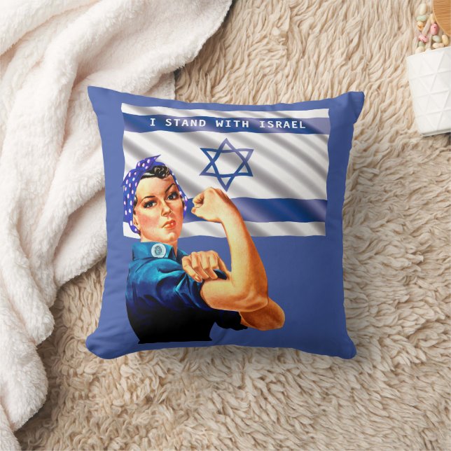 Ich stehe mit Israel Vintag Rosie & Flag Kissen (Decke)